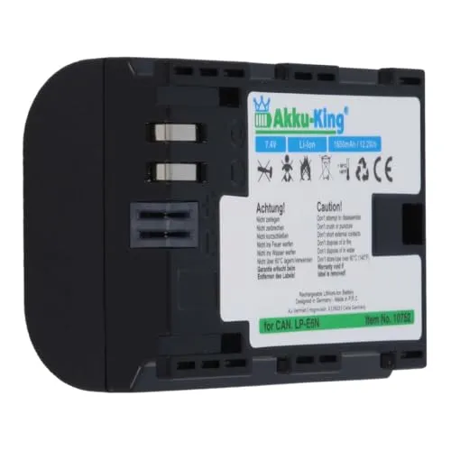 Akku-King Akku kompatibel mit Canon LP-E6 - Li-Ion 1650mAh - für EOS 5D Mark II, 5D Mark III, 5D Mark IV, 5DS, 5DS R, 6D, 7D, 7D Mark II, 60D, 60Da, 70D, 80D