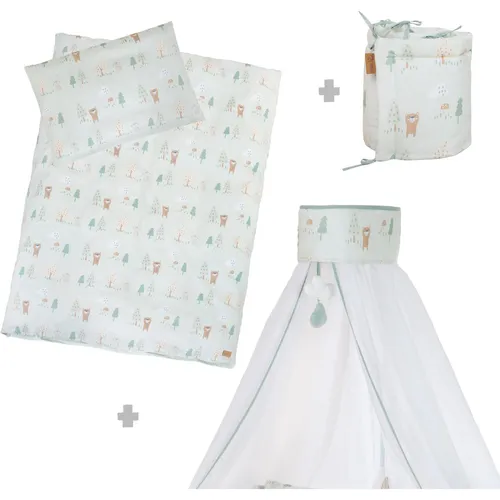 Roba Kinderbettgarnitur 4-teilig Woodland Buddies - Hochwertige Bettgarnitur für Kinder, bestehend aus 4 Teilen mit liebevollem Woodland Buddies Design, ideal für einen gemütlichen Schlafplatz.