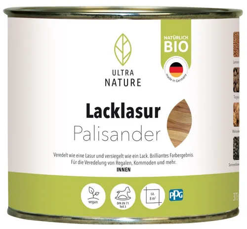 Produktbild ULTRA NATURE Lacklasur 0,375L, Palisander Holzlack Holzlasur Möbellack
