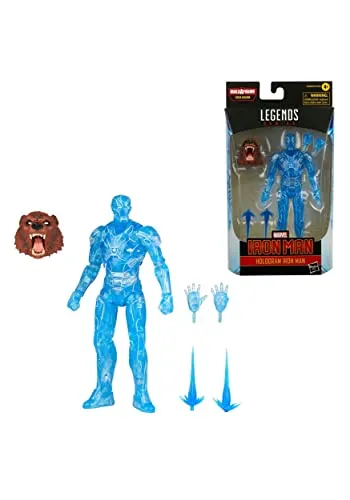 Marvel Hasbro Legends Series Hologramm Iron Man Actionfigur - Actionfigur für Kinder mit Premium Design, hoher Artikulation und 2 Zubehörteilen sowie einem Build-A-Figure-Teil für Sammelspaß.