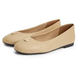 Tommy Hilfiger Damen Th Plate Leather Ballerina Fw0fw09374 in beige von Tommy Hilfiger