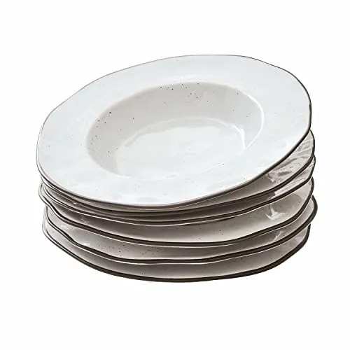 Loberon Suppenteller 6er Set Biarré - Suppenteller Set aus hochwertigem Steinzeug mit mediterranem Charakter und farblich abgesetztem Rand. Zeitloses Design, spülmaschinenfest und nachhaltig – ideal für stilvolle Tischaccessoires.