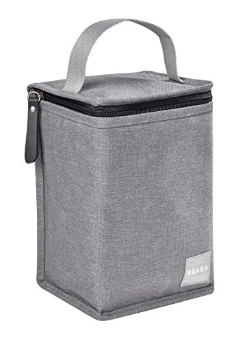 BÉABA - Isoliertasche für Babymahlzeiten - Geräumig - Aufbewahrung von Baby-Flaschen - Tasche für komplette Mahlzeiten - Zusammenlegbar - Weiches und wasserdichtes Material - Grau