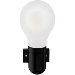 ledscom.de Porzellan Wand-Fassung FEL, schwarz, inkl. E27 Lampe, Energieeffizienzklasse A, gefrostet (warmweiß, 4W, 935lm)