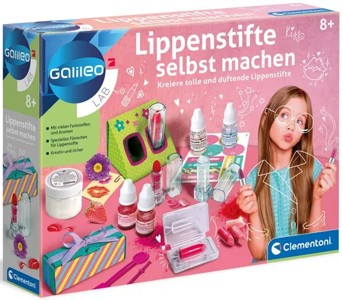 Clementoni Galileo Lab Lippenstifte selbst machen - DIY Experimentierkasten für Mädchen ab 8 Jahren, entdecke die Geheimnisse der Kosmetik und stelle eigene Lippenpflege her