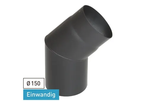 raik SH027-150-gg Rauchrohrbogen 150mm - 45° gussgrau - Abgasrohre, hochwertiger Rauchrohrbogen für effizienten Abgasabtransport und langlebige Nutzung.