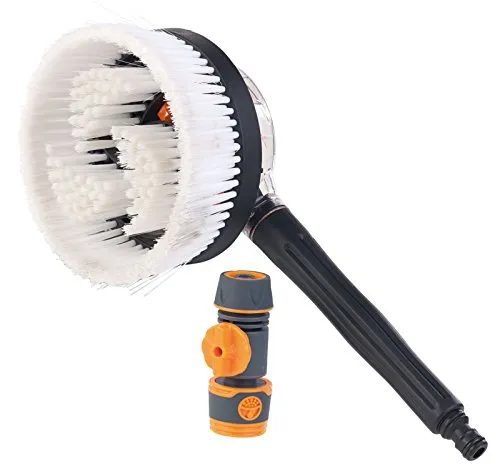 Royal Gardineer Autowaschbürste: Rotierende Auto-Waschbürste für den Gartenschlauch, Durchfluss-Regler (Autowaschbürste für Gartenschlauch, Rotierende Bürste, Schlauchanschluss)