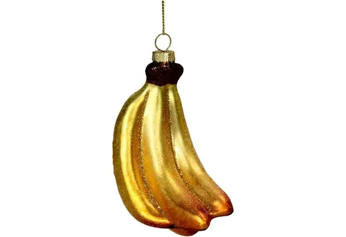 HD Collection Christbaumschmuck, Christbaumschmuck Glas 11cm Bananenbund Figur Gelb