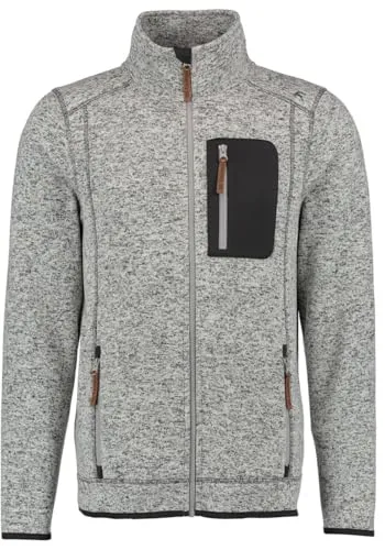 OS Trachten Orbis Herren Fleecejacke Strickfleecejacke Freizeitjacke mit Stehkragen hochgeschlossen Nucku, Größe:L, Farbe:Mittelgrau