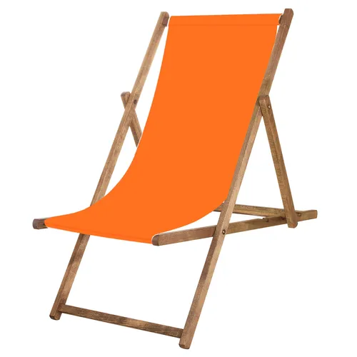 Liegestuhl Gartenliege Klappstuhl aus Holz imprägniert klappbar Relaxliege Campingstuhl Strandstuhl Buchenholz - Orange
