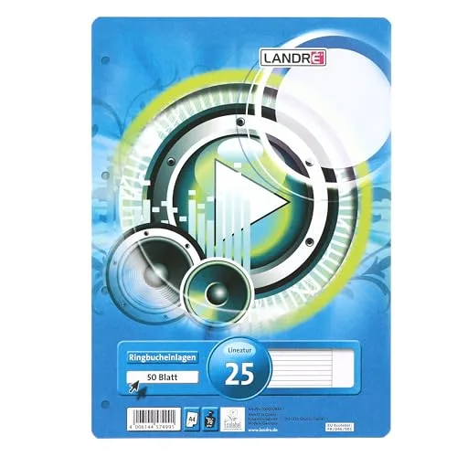 LANDRÉ Ringbucheinlage A4 liniert, 50 Blätter