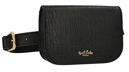 Gusti Gürteltasche - Jenny Bauchtasche Hüfttasche Festivaltasche Hip Bag Handtasche Leder Schwarz