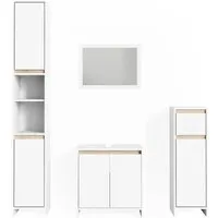 VICCO Badmöbel Set EMMA in Weiß und Sonoma Eiche - Badmöbel-Set mit hochwertiger Verarbeitung, kratzresistenter Oberfläche und pflegeleichtem Design, ideal für moderne Badezimmer.