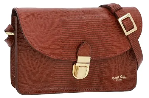 Gusti Handtasche Leder - Sandy Damen und Herren Umhängetasche Schultertasche Alltagstasche Tasche Crossbody Ledertasche Vintage Braun