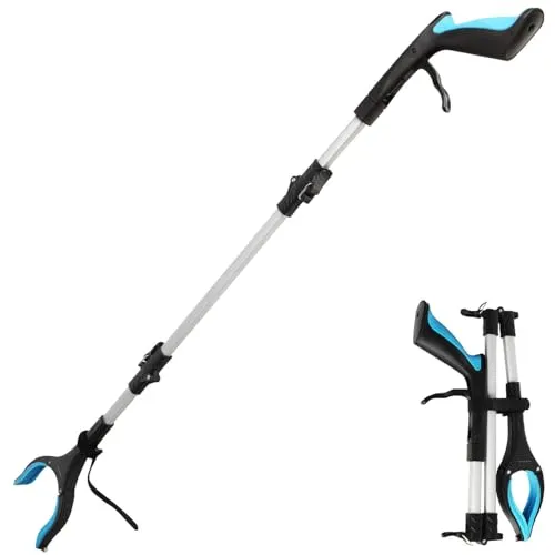 PEARL Greifzange: Faltbare Magnetgreifzange aus Aluminium, 92 cm, Senioren-Greifhilfe (Faltbare Greifzange, Müllzange, Magnete)