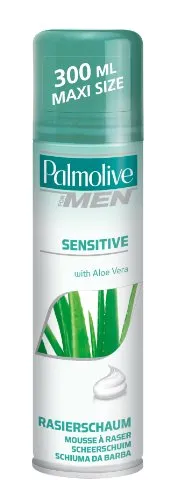 Palmolive Men Rasierschaum Sensitive 300 ml - Dose - Rasur- & Bartpflege: Zarter Schaum mit Aloe-Vera-Extrakt für empfindliche Haut, schützt vor Irritationen und pflegt während der Rasur.
