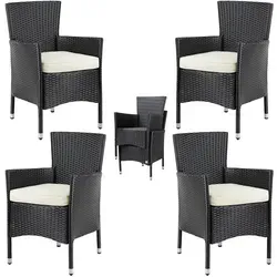 Casaria Gartenstuhl 4er Set - Stapelbar mit 7cm Auflagen - Stapelbare Gartenstühle aus Polyrattan, ideal für den Outdoor-Bereich. Hohe Belastbarkeit von 160kg und komfortable 7cm Auflagen für besten Sitzkomfort.