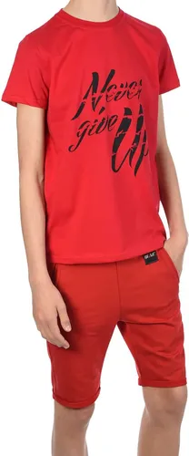 BEZLIT Jungen Sommer Set T-Shirt NEVER GIVE UP und Stoff Shorts Rot / Rot 104/110