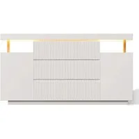 Merax Sideboard Weiß LED 150 cm Kommode mit Riffelfront