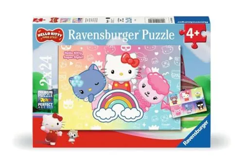 Ravensburger Kinderpuzzle 12001034 - Die besten Freunde - 2x24 Teile Hello Kitty Puzzle für Kinder ab 4 Jahren