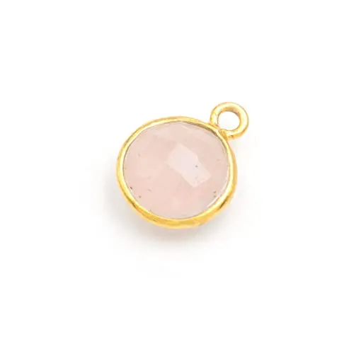 Vintageparts FACHHANDEL FÜR SCHMUCKZUBEHÖR Anhänger aus 925 Silber mit facettiertem Rosenquarz in goldfarben zur Schmuckherstellung | Anhänger | DIY | Damen- und Herrenschmuck | Accessoires