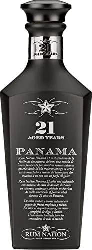 Rum Nation Panama 21 Years Old Black Edition 43% Vol. 0,7l - Hochwertiger Rum aus Panama, 21 Jahre gereift in amerikanischen Weißeichfässern, vereint Süße und Würze für ein intensives Geschmackserlebnis.