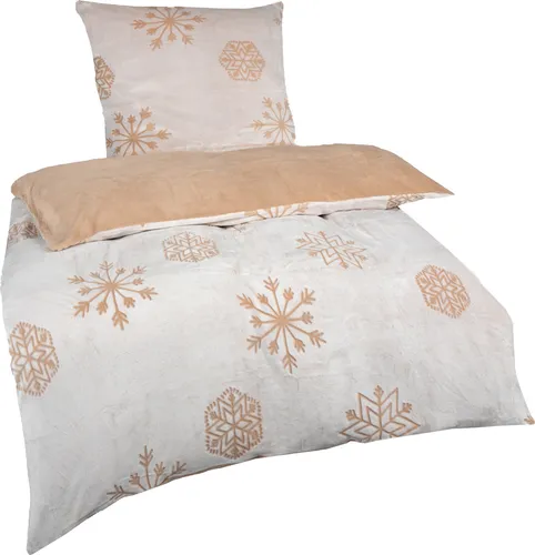 Bettwäsche Cashmere Touch Beige 2 teilig kuschlig weich 135x200 80x80 cm Reißverschluss