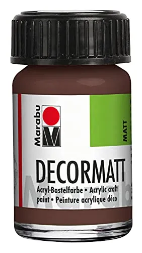 Marabu 14010039040 - Decormatt Acryl Mittelbraun 040, 15 ml, samtmatte Acrylfarbe auf Wasserbasis, cremig und farbintensiv, speichelfest, wetterfest, zum freien Malen und Schablonieren