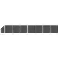 vidaXL Zaunelement Set WPC 1311x(105-186) cm Schwarz - Metallzaun für Gartenabgrenzung, langlebig aus WPC, witterungsbeständig und mit zwei Designseiten für individuelle Gestaltung. Einfach zu montieren und erweiterbar.