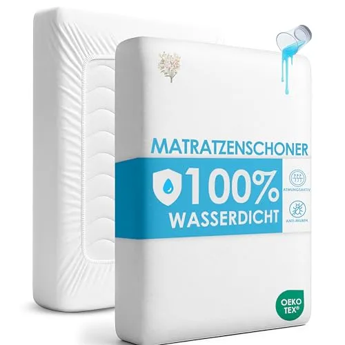 Strauss Home® Wasserdichtes Spannbettlaken 140x200 cm – Geräuscharmer Matratzenschoner, Atmungsaktive Inkontinenzauflage mit Rundumgummi, Waschbar und Anti-Milben, Oeko TEX Zertifiziert, Weiß