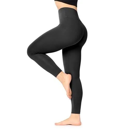 Bellivalini Damen Lange Leggings High Waist Slim aus Viskose für Sport Yoga Gym BLV50-292 (Schwarz, XL)
