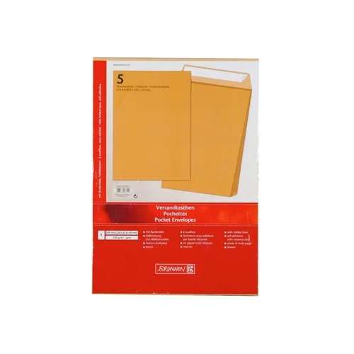 Brunnen Versandtasche DIN B4 mit Bodenfalte und Haftklebung 5er