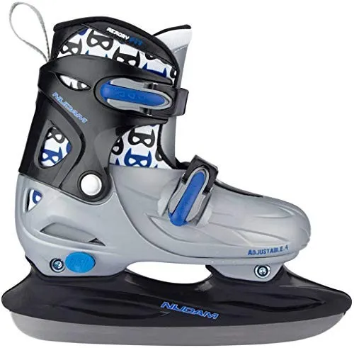Nijdam Kinder Eishockeyschlittschuh Verstellbar Hardboot Schwarz/Blau, Gre:34-37