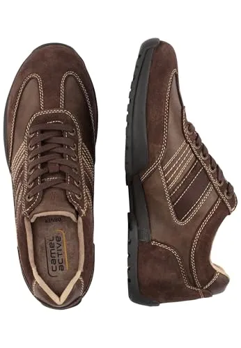 camel active Herren Driver Sneaker aus echtem Leder Braun - Herren-Sneaker aus hochwertigem Leder, hohe Atmungsaktivität durch Mikrofasersohle und flexible Gummi-Außensohle für optimalen Komfort.