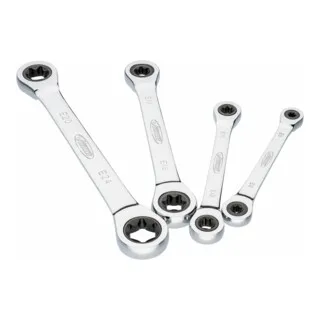 Vigor V6611/4 Doppel-Ratschenringschlüssel-Satz 4-teilig - Ringschlüssel-Satz mit metrischen Schlüsselweiten von 6 - 24mm, ideal für präzises Arbeiten und vielseitige Anwendungen in Werkstatt und Haushalt.