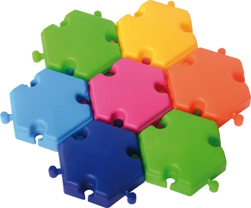 EDUPLAY Lernspielzeug Hexagon Bausteine bunt - Kreatives Lernspielzeug für Kinder ab 3 Jahren, fördert die motorischen Fähigkeiten und die Farb- und Formenerkennung.
