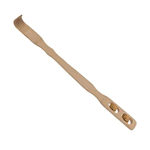 Rückenkratzer mit Massagerollen Bambus Kratzhilfe 46 cm Kratzhand Rücken Kratzer Rückenmassage