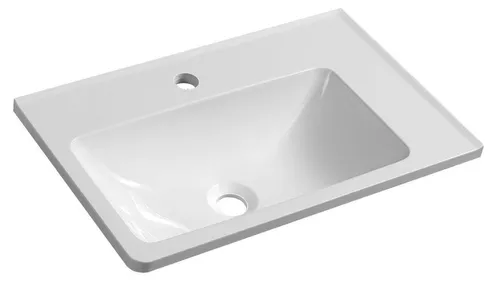 ARANA Gussmarmor-Waschtisch 56x35cm, weiß, rechts - Eleganter Gussmarmor-Waschtisch in Weiß, 56x35 cm, für eine stilvolle Badezimmergestaltung. Robustes Material und modernes Design bieten langlebige Qualität ohne Überlauf.