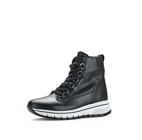 Gabor Damen Schnürstiefeletten, Frauen Boots,Wechselfußbett,Best Fitting,Warmfutter,Booties,halbstiefel,schwarz (Grey),38 EU / 5 UK