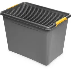 Kreher Aufbewahrungsbox 'Solid Box' aus Kunststoff mit Deckel und Rollen (80 Liter Volumen)