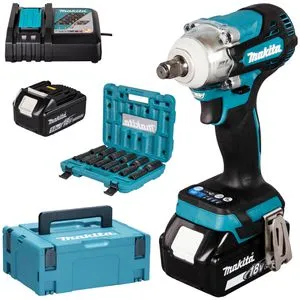 Makita Akku-Schlagschrauber DTW300TJX7 - Leistungsstark und vielseitig - Akkuschrauber mit 18V, 2x 5,0Ah Akkus und 14-tlg. Schlagnuss-Set für maximale Flexibilität und Leistung bei allen Schraubarbeiten.