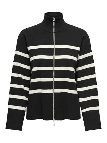 ONLY Cardigan in Schwarz - S - Stylische Strickjacke mit Stehkragen und Reißverschluss, aus 42% nachhaltigem LivaecoTM. Perfekt für jeden Anlass!