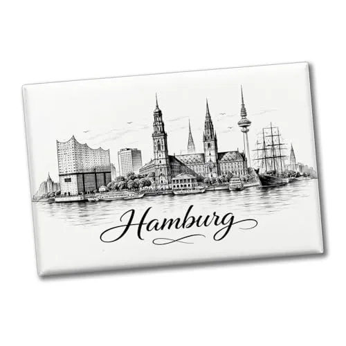 Skyline Hamburg Stadtsilhouette Souvenir Souvenir Magnet origineller Souvenir Magnet mit Hamburg-Spruch als Reisesouvenir