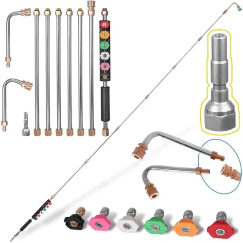 TC Technic Teleskoplanze kompatibel mit KRÄNZLE 1050 XA 15 XA 1 D10 Hochdruckreiniger – 280 cm modular – Set mit Winkellanzen – 160 bar – Zubehör für Dach und Fassade