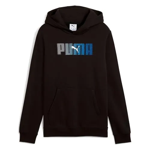 Puma Essentials Logo LAB Hoodie FL B puma black (01) 176 - Stylischer Hoodie für Teenager aus 50% recycelten Materialien, ideal für Alltag und Sport. Weiches Fleece und praktische Kängurutasche bieten Komfort und Nachhaltigkeit.