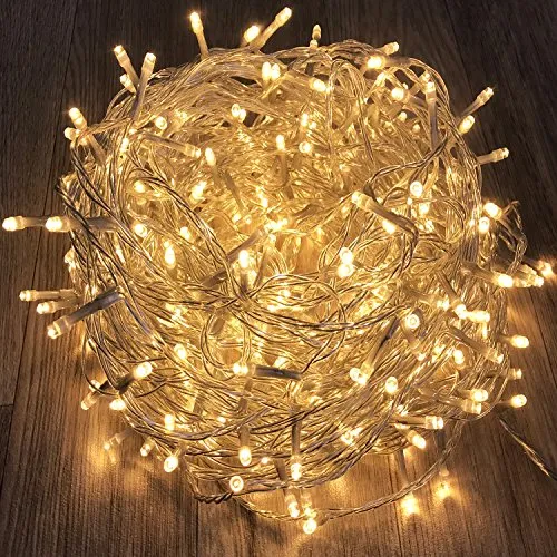 LED Tannenbaum Lichterkette Weihnachtslichterkette Warmweiß für Innen & Außen Weihnachtszeit Party transparentes Kabel in verschiedenen Größen [Energieklasse A+], LED Lichterbaum/Kette:300 LED