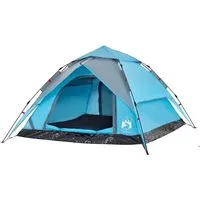vidaXL Kuppel-Campingzelt 4 Personen Blau - Schnellaufbau - Familienzelt für 4 Personen, wasserdicht und winddicht mit Quick-Release-System für mühelosen Aufbau. Ideal für Abenteuer in der Natur.