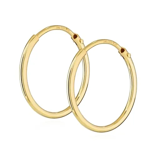 NKlaus Herren Creolen aus Echt Gold 333 - Elegante Creolen mit 17,5mm Durchmesser und 1,3mm Stärke aus gestempeltem 333er Gelbgold, ideal für stilbewusste Herren.