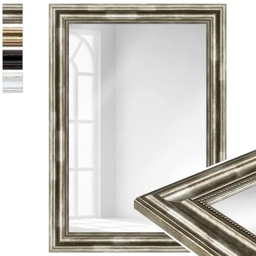 WANDStyle großer Spiegel Silber, Barock Spiegel 50x70 cm in silber von WANDStyle