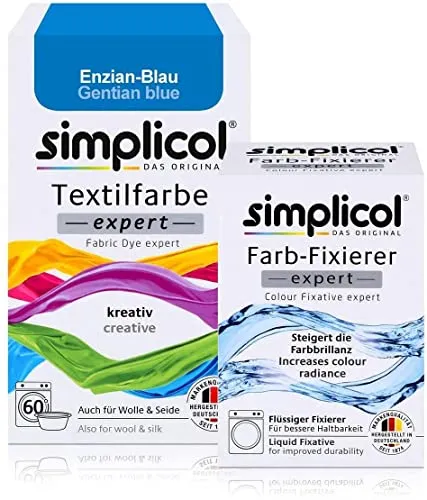 simplicol : Komplettes Set Färbemittel Expert + Fixierer: Ihre Express-Haarfarbe (Paket 300 g + Flasche 90 ml) – Enzianblau